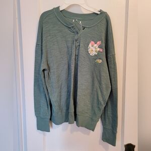 Green Floral Upcycled Women's Sweater
